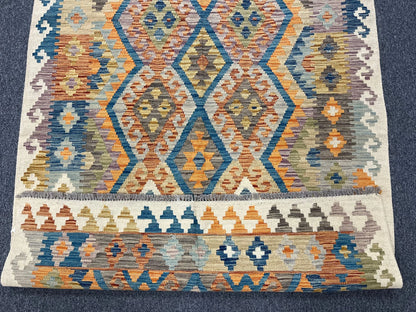 Kilim 4X6 Flat Weave Reversible Multicolor Wool Rug # 13502