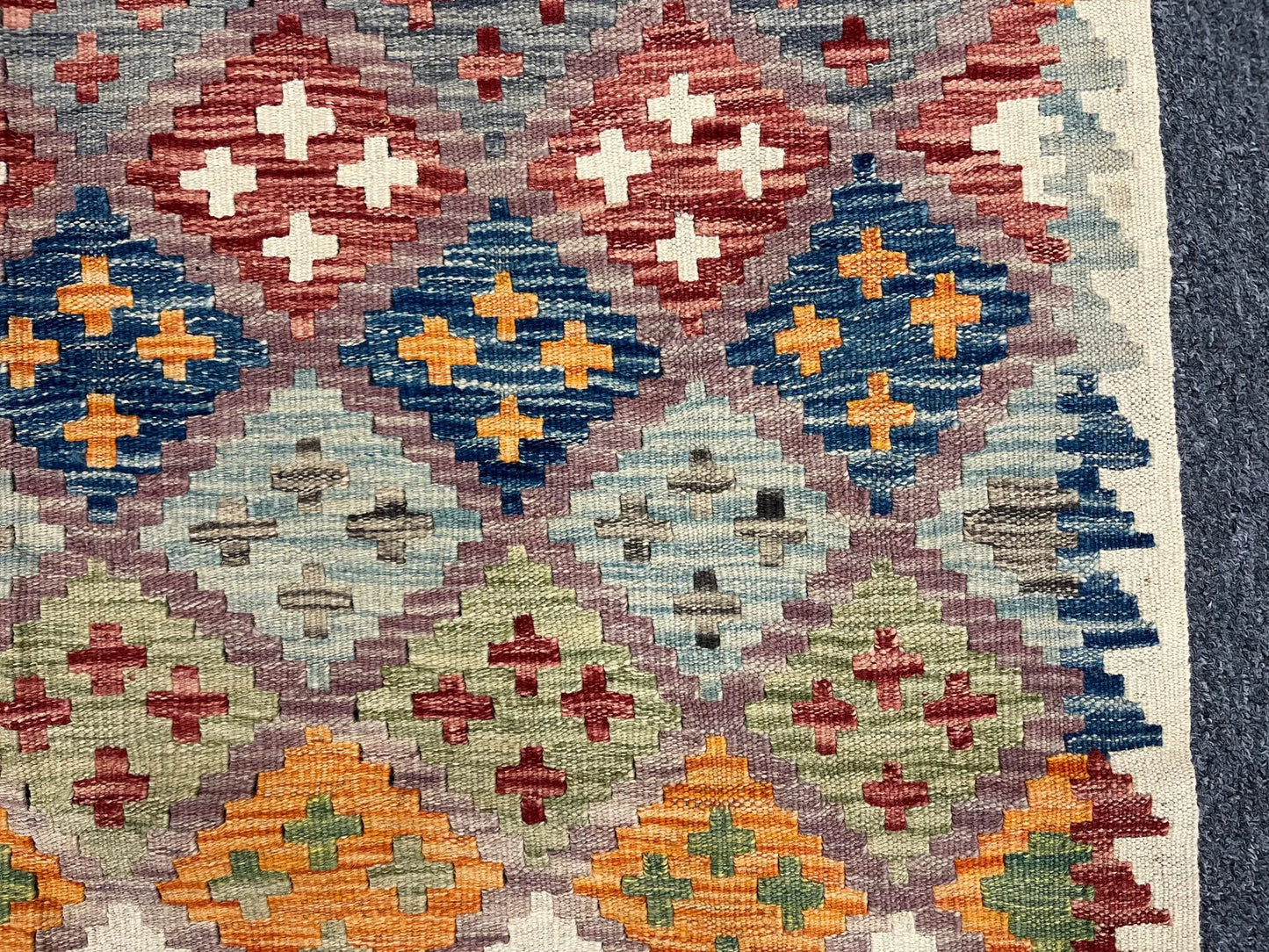 Kilim 4X6 Flat Weave Reversible Multicolor Wool Rug # 13509
