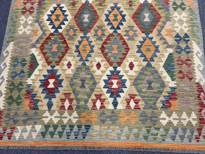 Kilim 6X8 Flatweave Reversible Multicolor Wool Rug # 13562