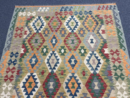 Kilim 6X8 Flatweave Reversible Multicolor Wool Rug # 13562
