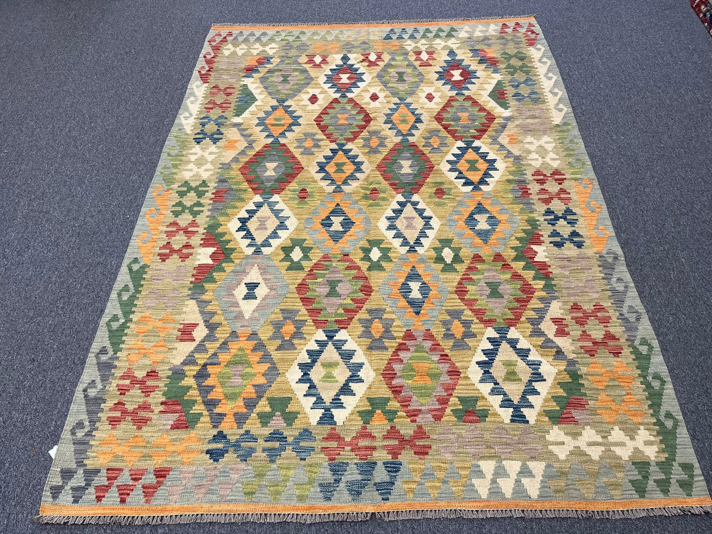 Kilim 6X8 Flatweave Reversible Multicolor Wool Rug # 13562