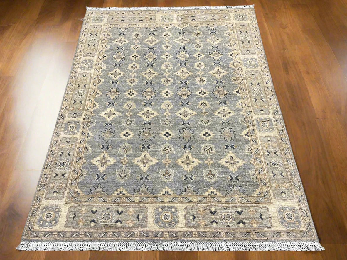 Oushak Ivory/Gray 5X7 Handmade Wool Rug # 11847