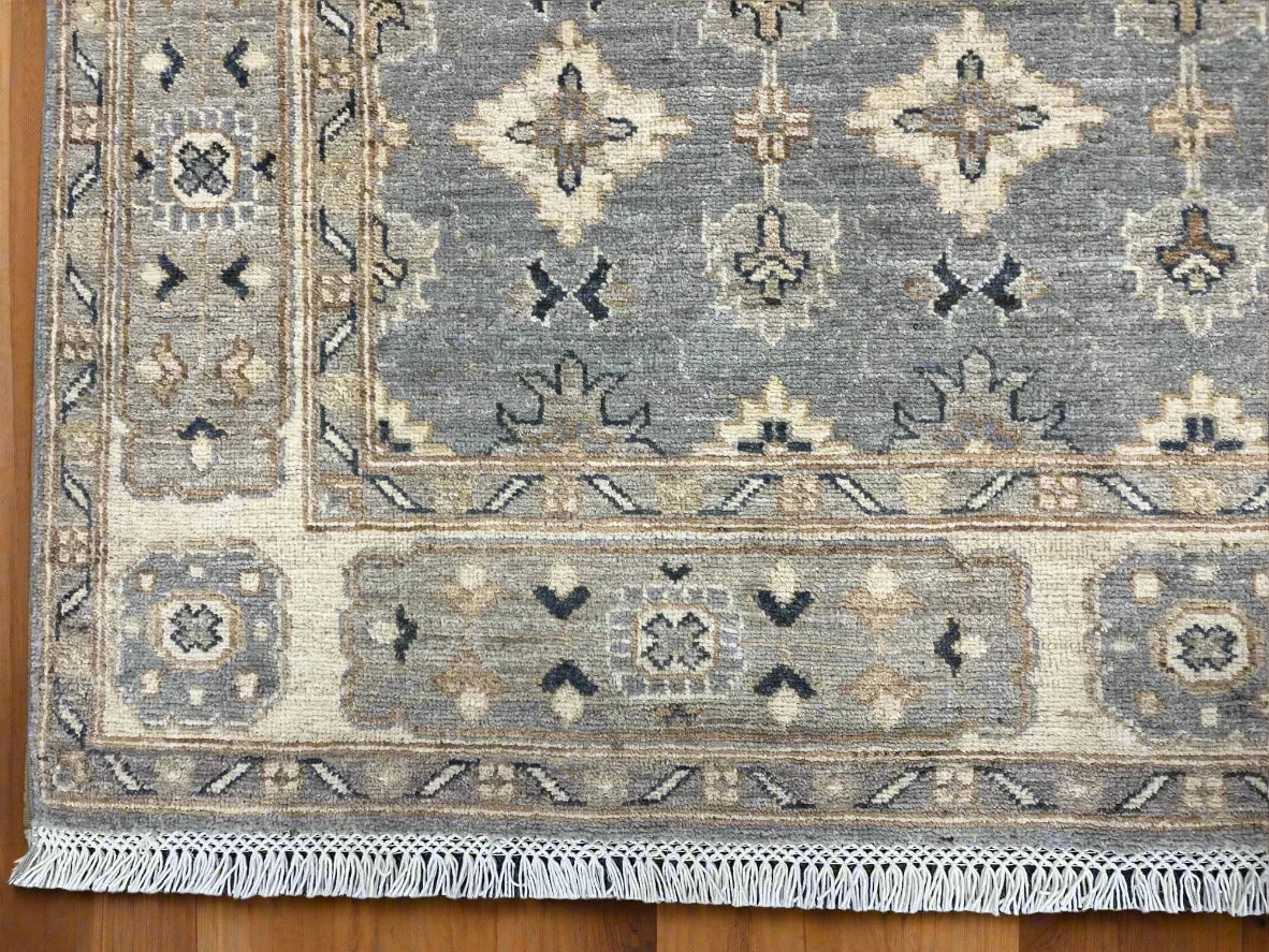 Oushak Ivory/Gray 5X7 Handmade Wool Rug # 11847