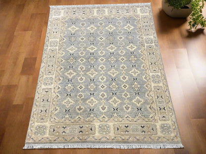 Oushak Ivory/Gray 5X7 Handmade Wool Rug # 11847