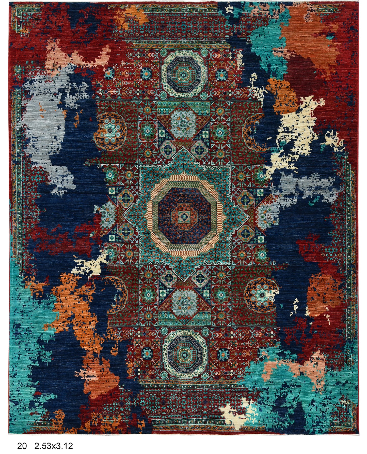 8X10 Mamluk Multicolor Handmade Wool Rug # 14715