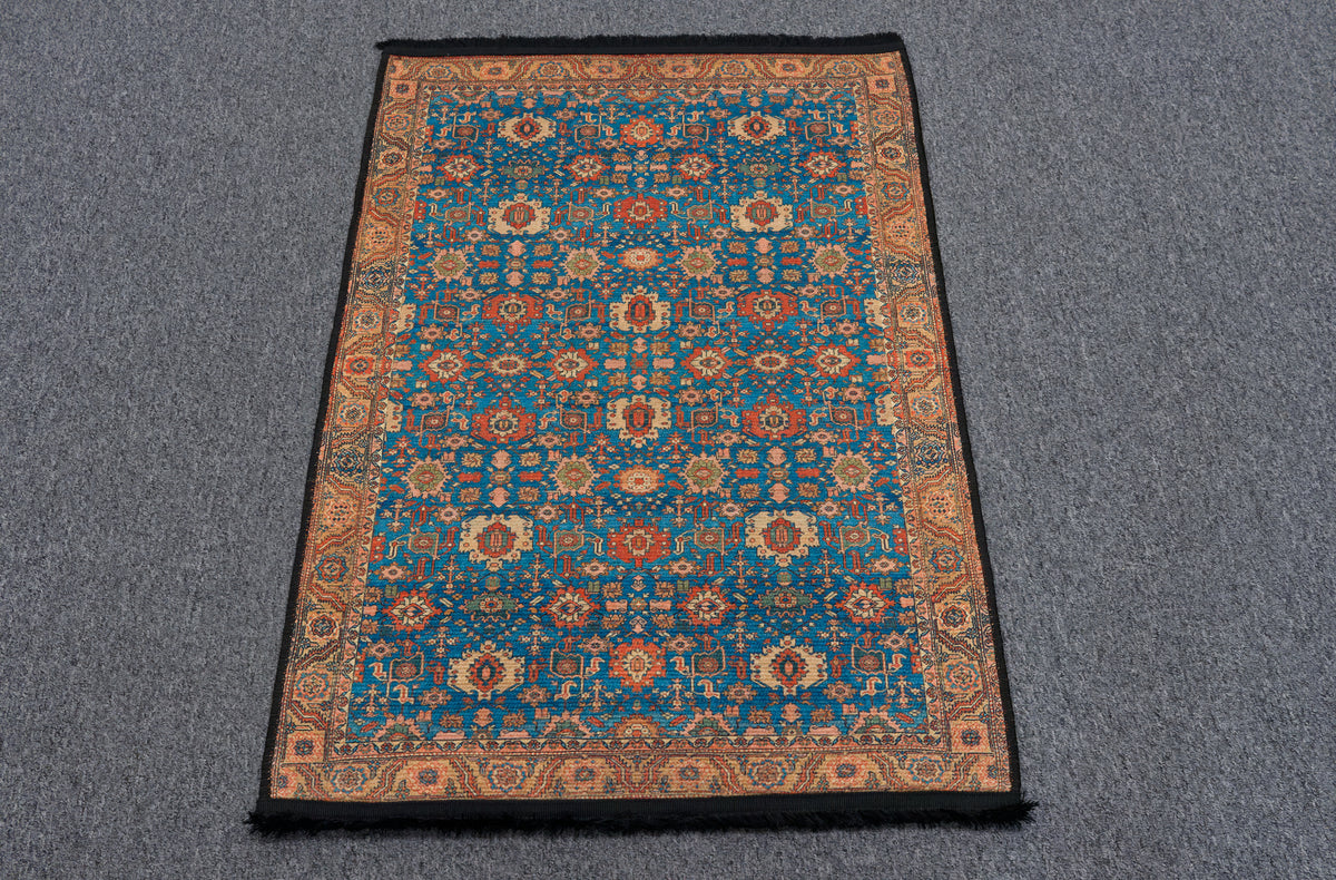 Light Blue Machine Washable Area Rug