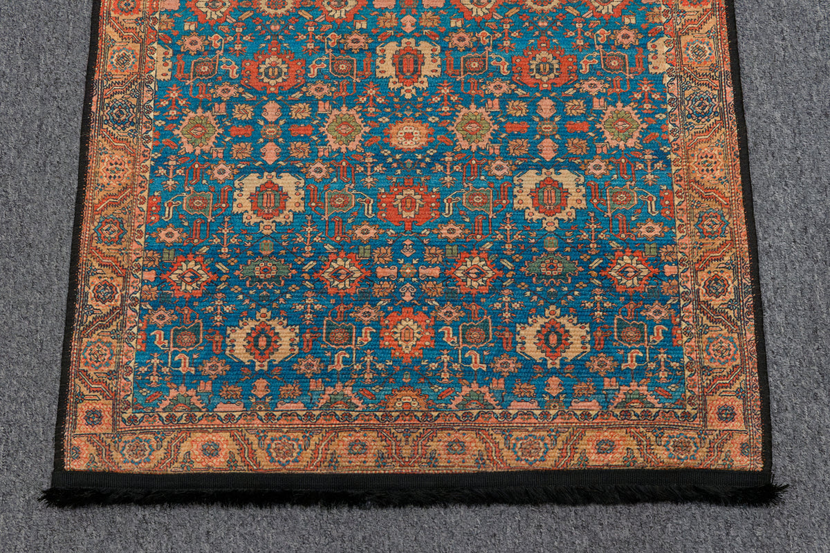 Light Blue Machine Washable Area Rug