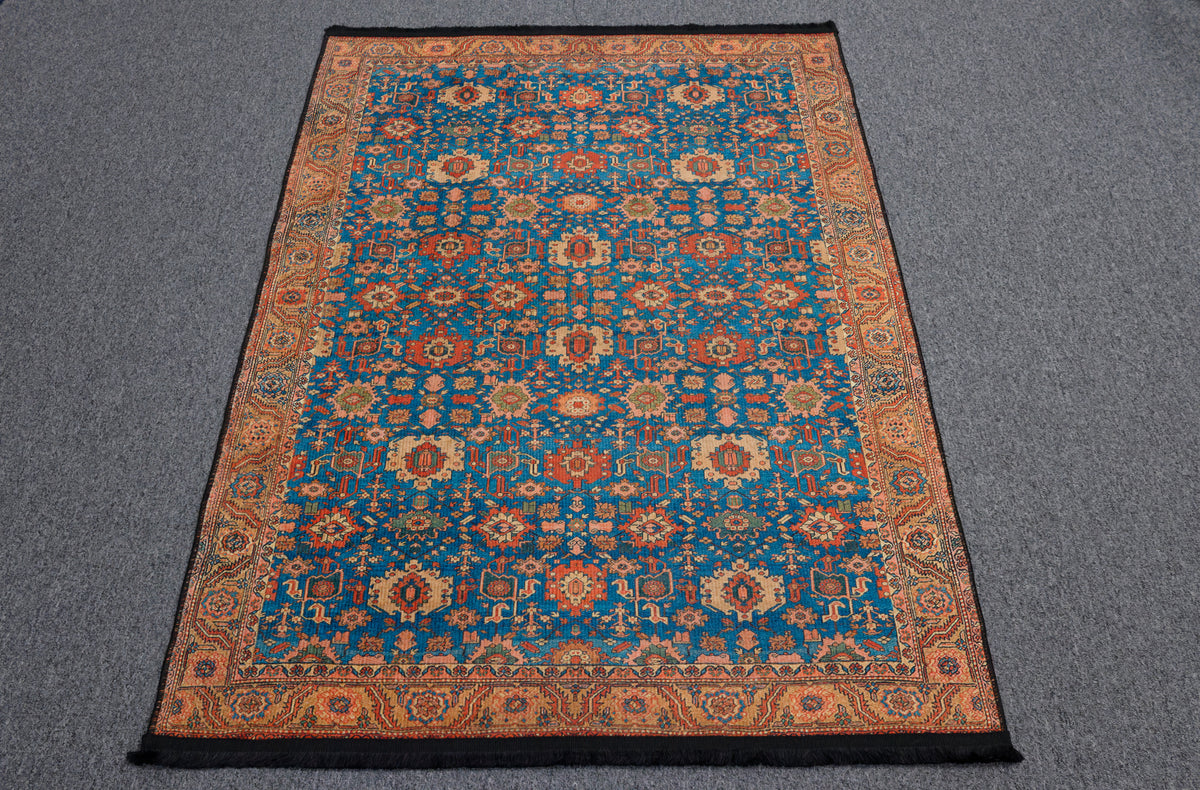 Light Blue Machine Washable Area Rug