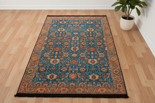 Light Blue Machine Washable Area Rug