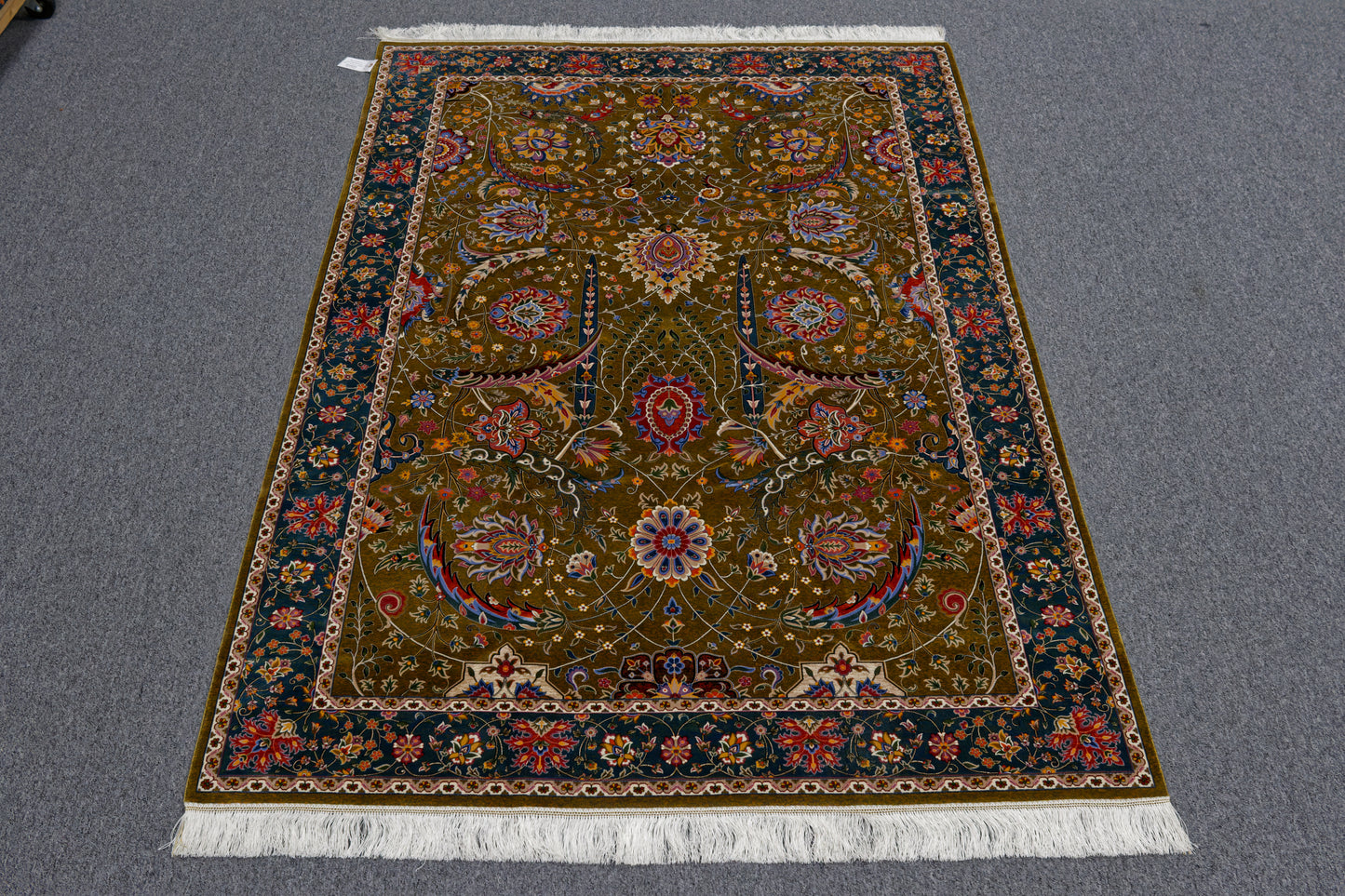 5X8 Silk Handloom Brown Multicolor Rug # 14753