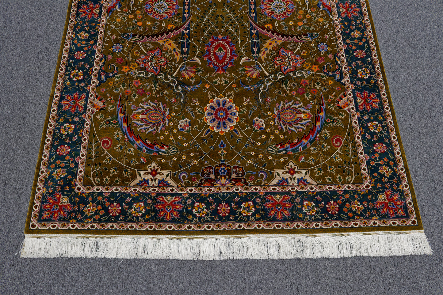 5X8 Silk Handloom Brown Multicolor Rug # 14753