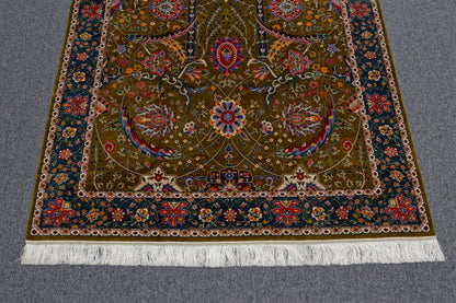 5X8 Silk Handloom Brown Multicolor Rug # 14753