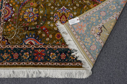 5X8 Silk Handloom Brown Multicolor Rug # 14753