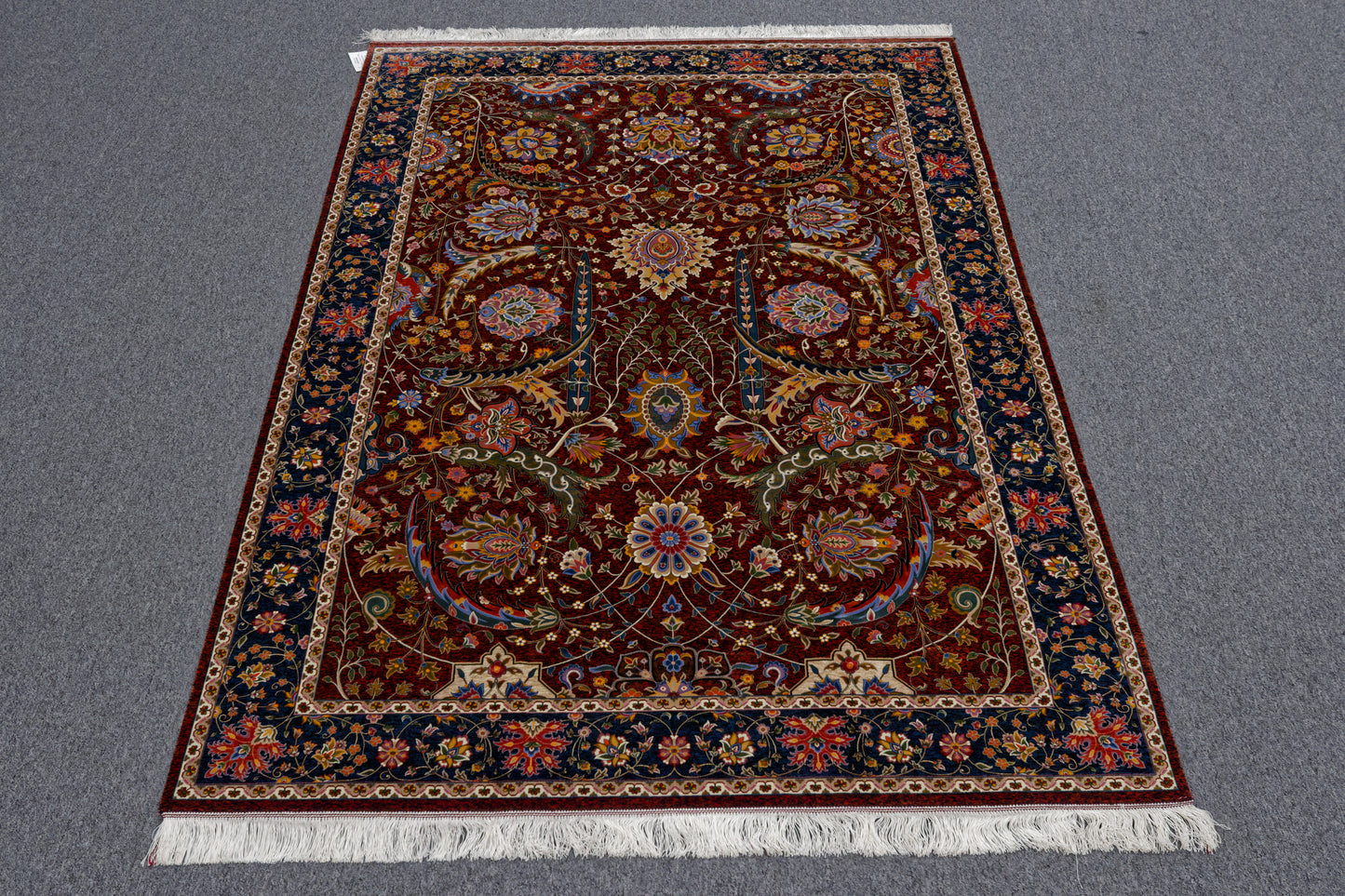 5X8 Silk Handloom Red Multicolor Rug # 14755