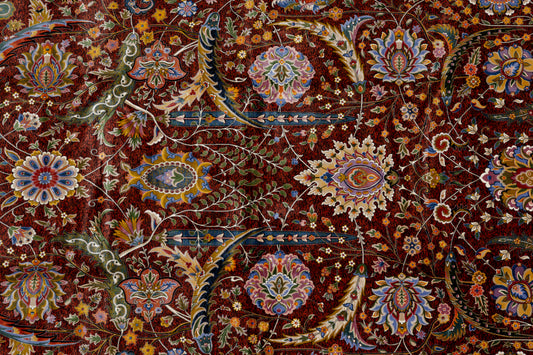 5X8 Silk Handloom Red Multicolor Rug # 14755