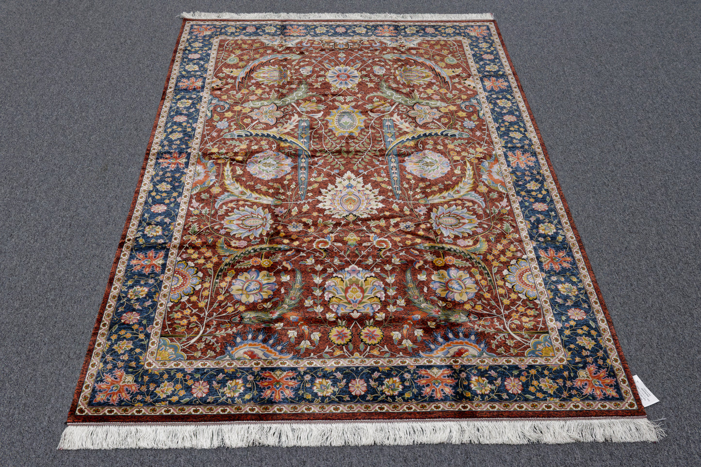 5X8 Silk Handloom Red Multicolor Rug # 14755