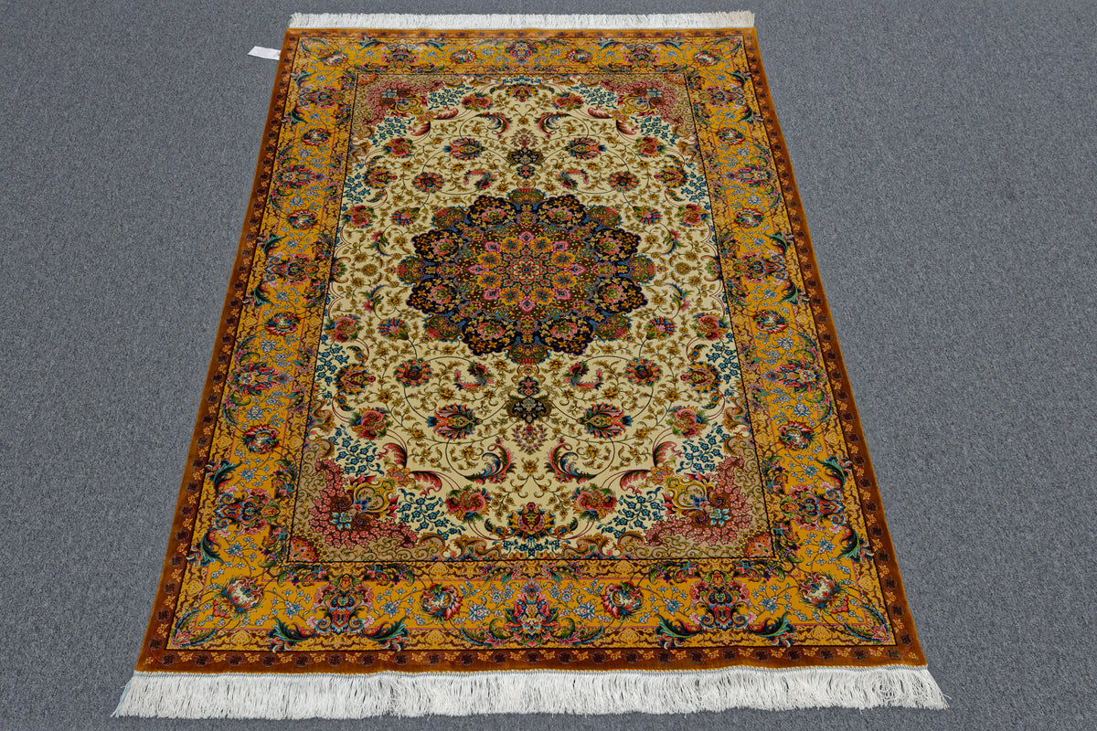 5X8 Silk Handloom Multicolor Rug # 14359