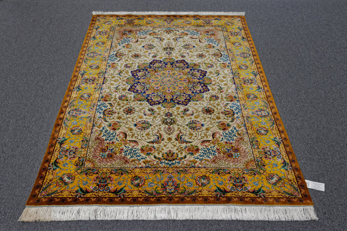 5X8 Silk Handloom Multicolor Rug # 14359