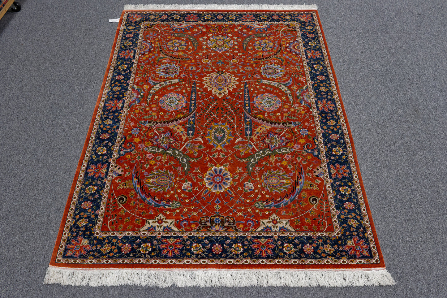 5X8 Silk Handloom Red Multicolor Rug # 14752