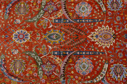 5X8 Silk Handloom Red Multicolor Rug # 14752