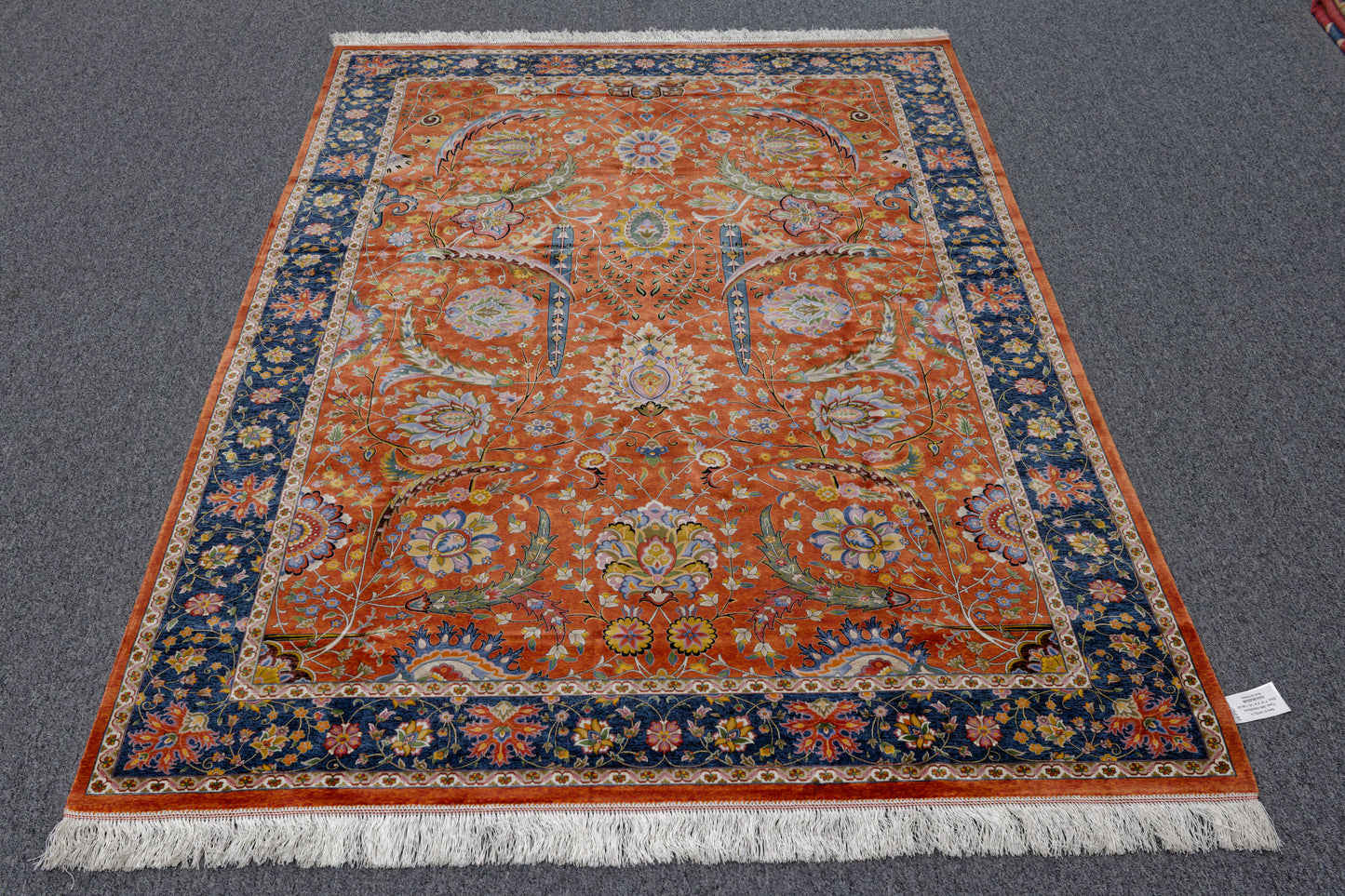5X8 Silk Handloom Red Multicolor Rug # 14752