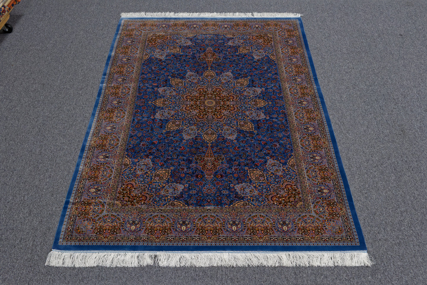 5X8 Silk Handloom Light Blue Multicolor Rug # 14754