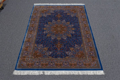 5X8 Silk Handloom Light Blue Multicolor Rug # 14754