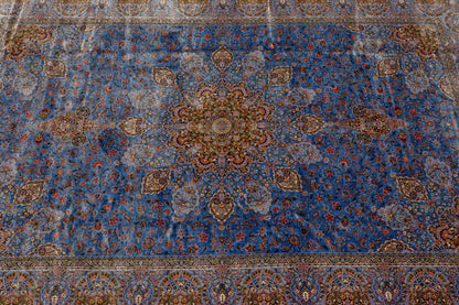 5X8 Silk Handloom Light Blue Multicolor Rug # 14754
