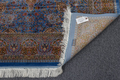 5X8 Silk Handloom Light Blue Multicolor Rug # 14754