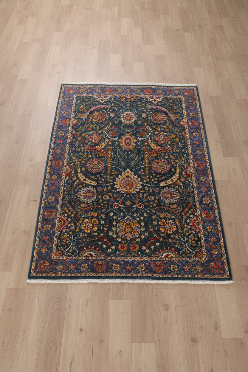 5X8 Silk Handloom Light Green Multicolor Rug # 14757