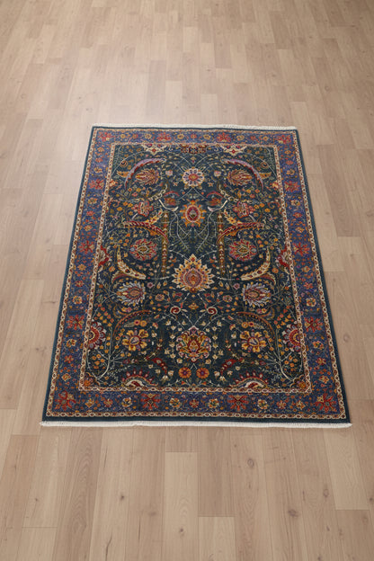 5X8 Silk Handloom Light Green Multicolor Rug # 14757