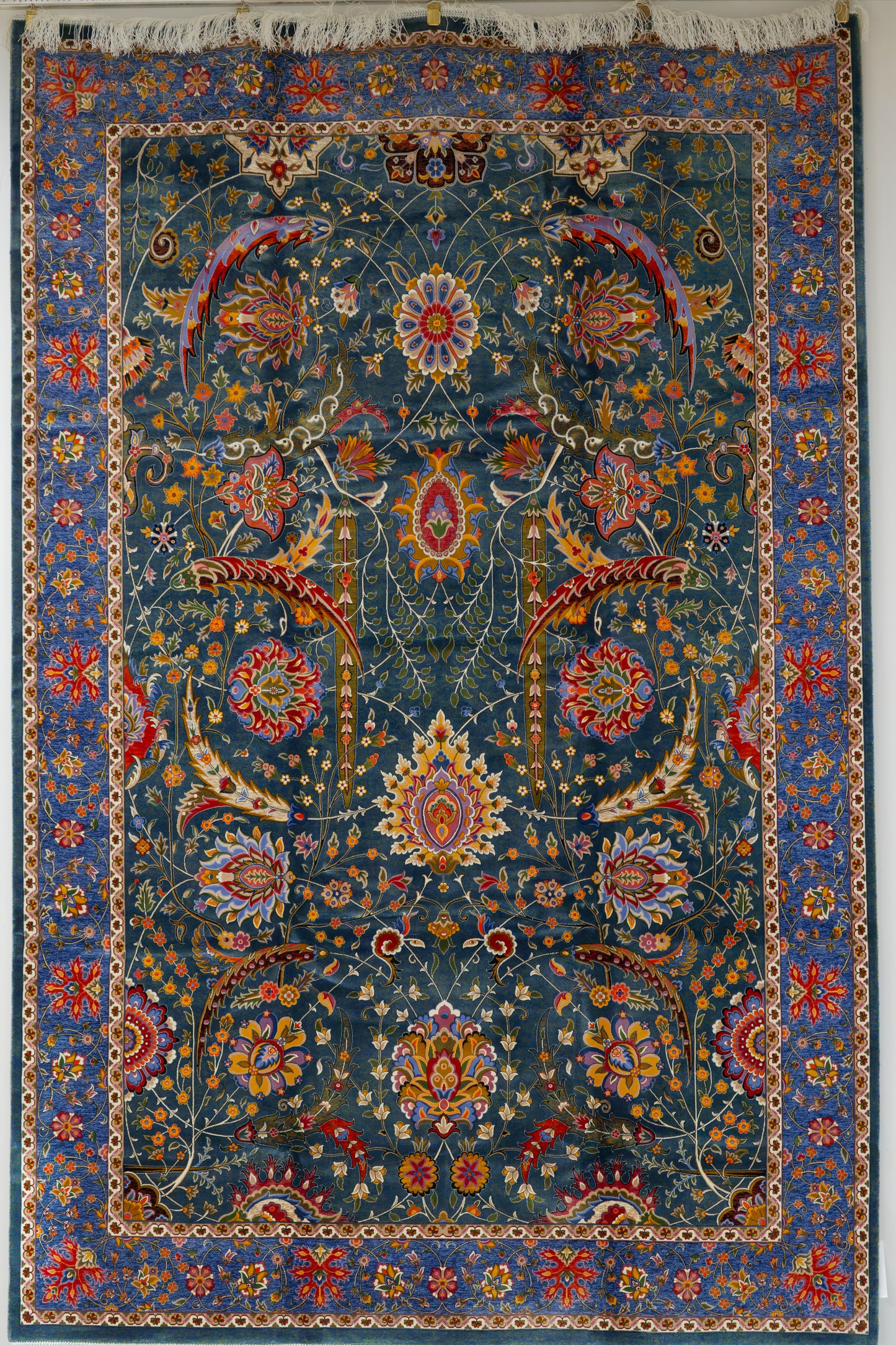 5X8 Silk Handloom Light Green Multicolor Rug # 14757