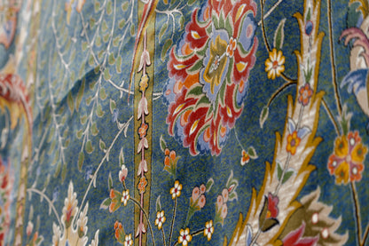 5X8 Silk Handloom Light Green Multicolor Rug # 14757