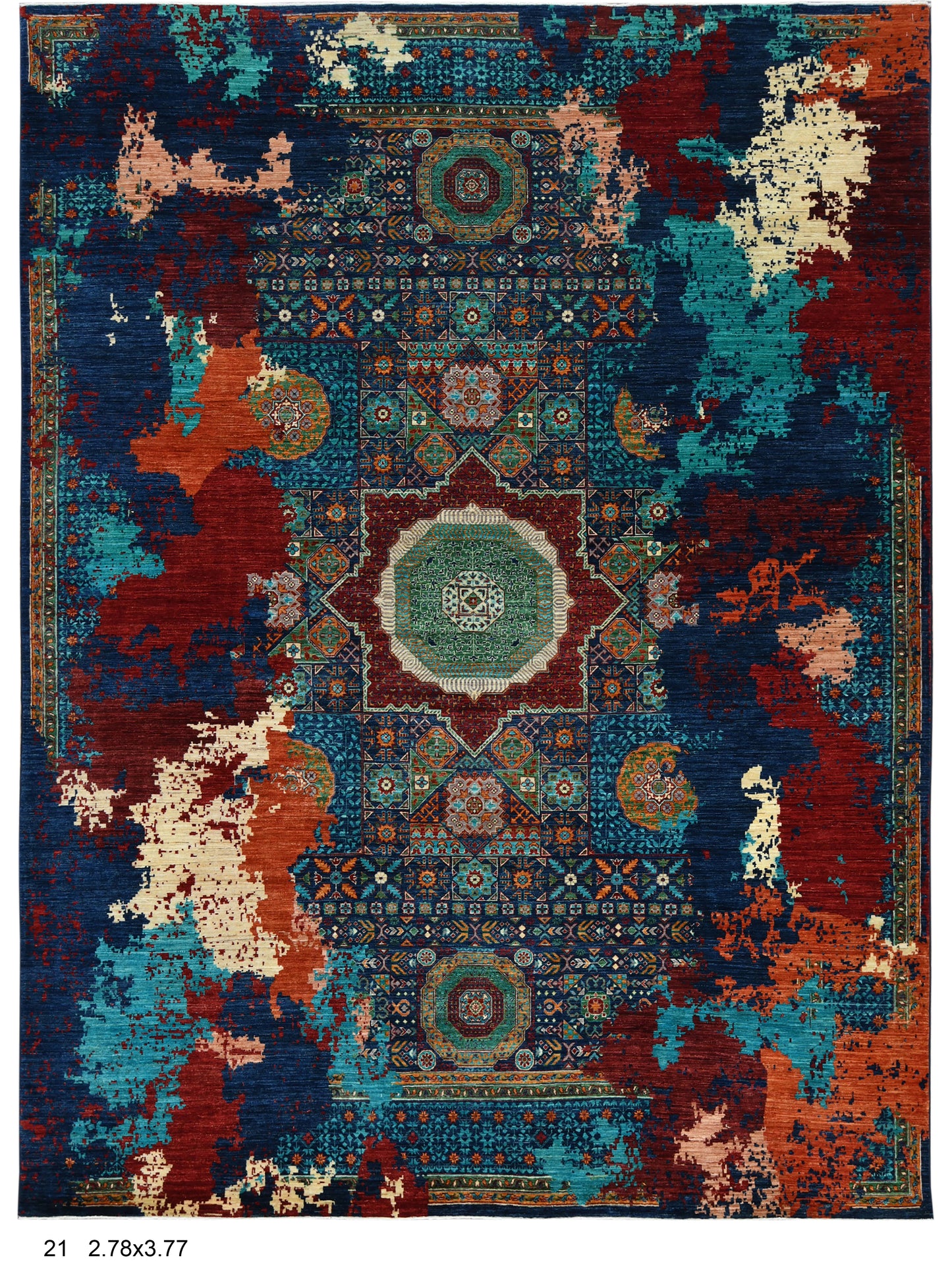 9X12 Mamluk Multicolor Handmade Wool Rug # 14716