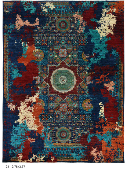 9X12 Mamluk Multicolor Handmade Wool Rug # 14716