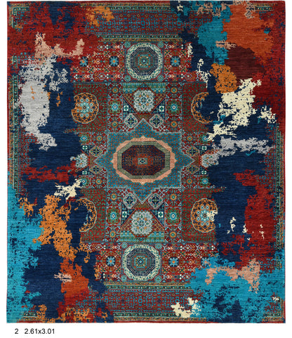 8X10 Mamluk Multicolor Handmade Wool Rug # 14697