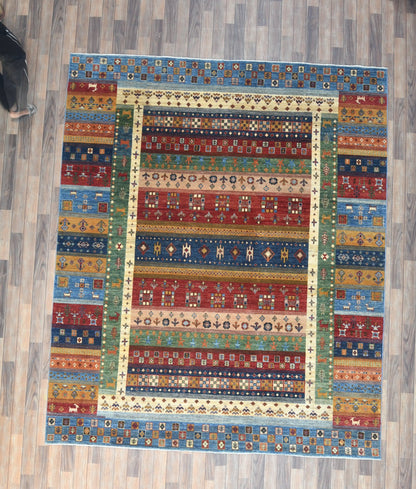 8X10 Afghan Khurjin Gabbeh Handmade Wool Rug # 14632