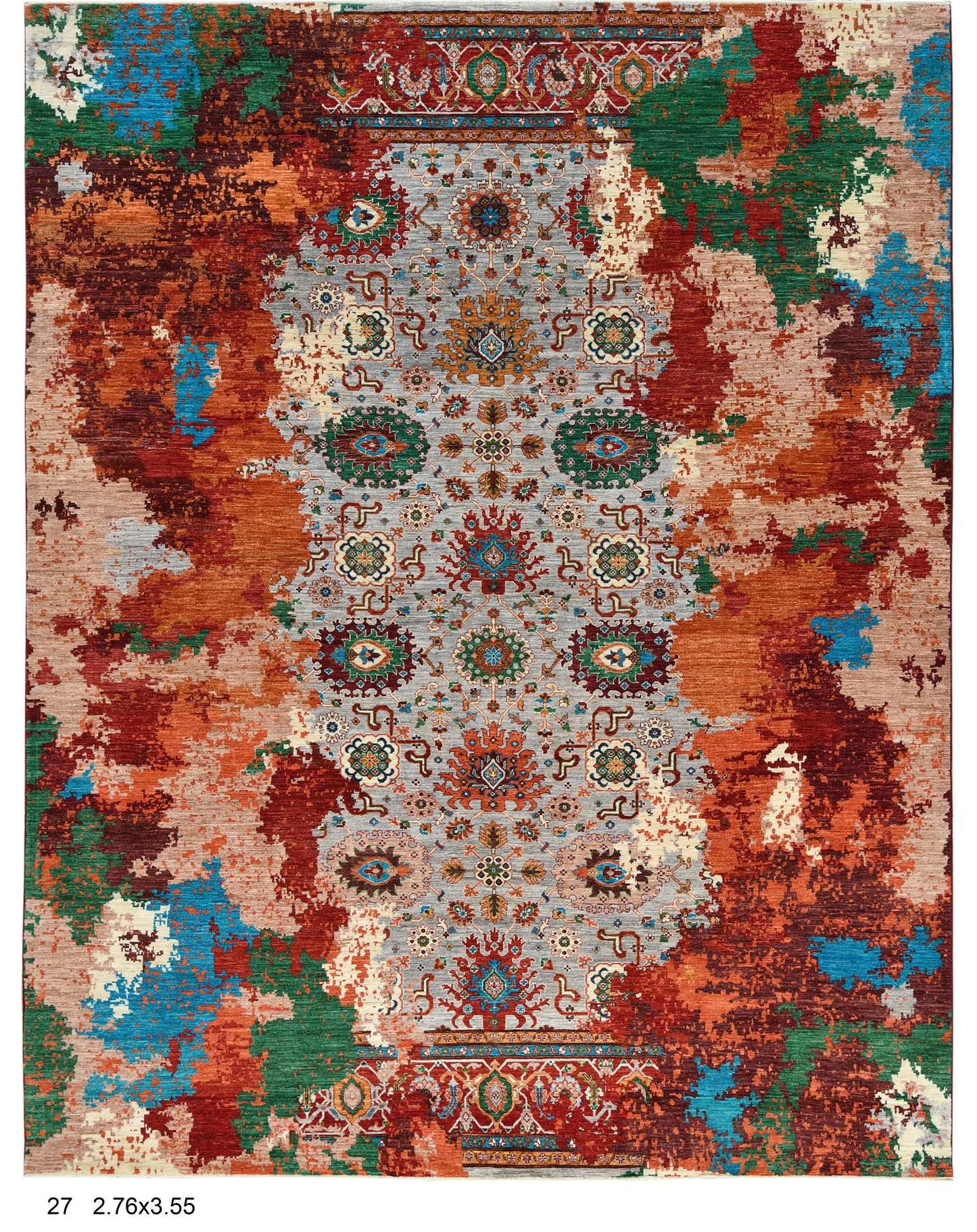 9X12 Mamluk Multicolor Abstract Handmade Wool Rug # 14722