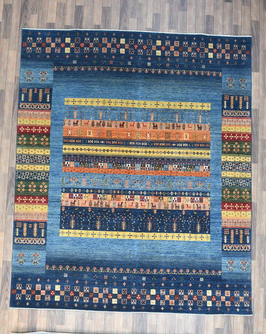 8X10 Afghan Khurjin Gabbeh Handmade Wool Rug # 14634