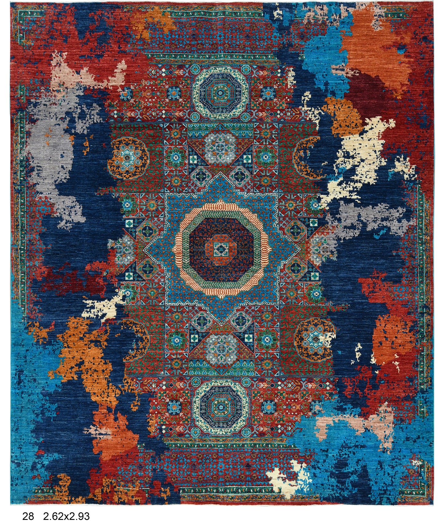 8X10 Mamluk Multicolor Abstract Handmade Wool Rug # 14723