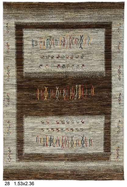 5X8 Gabbeh Loribaft Handmade Wool Tribal Rug # 14389