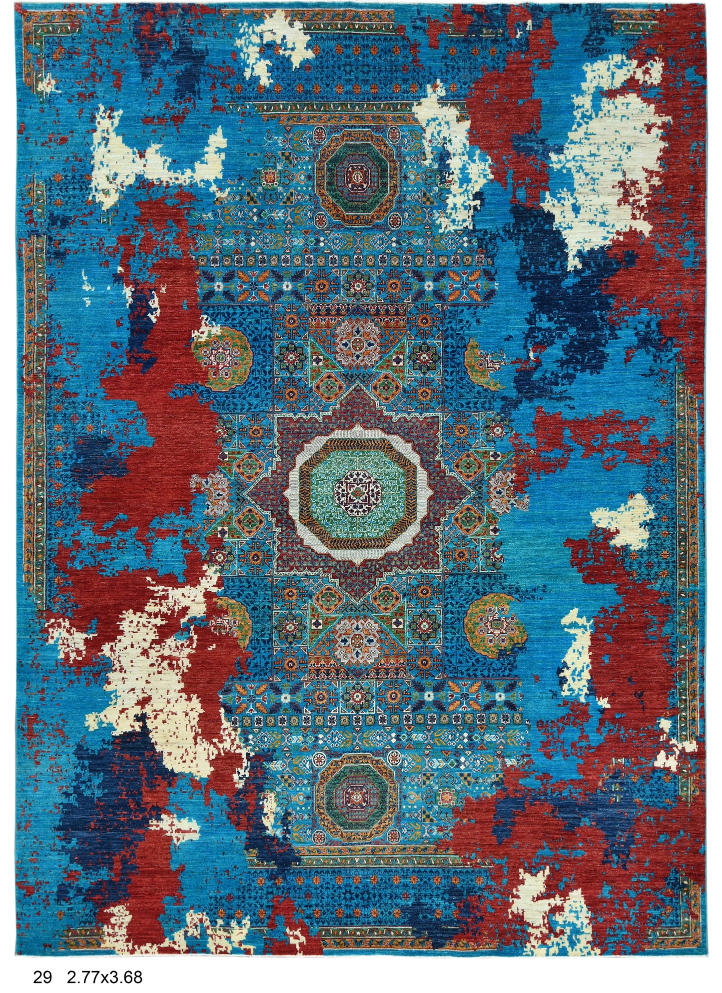 9X12 Mamluk Multicolor Abstract Handmade Wool Rug # 14724