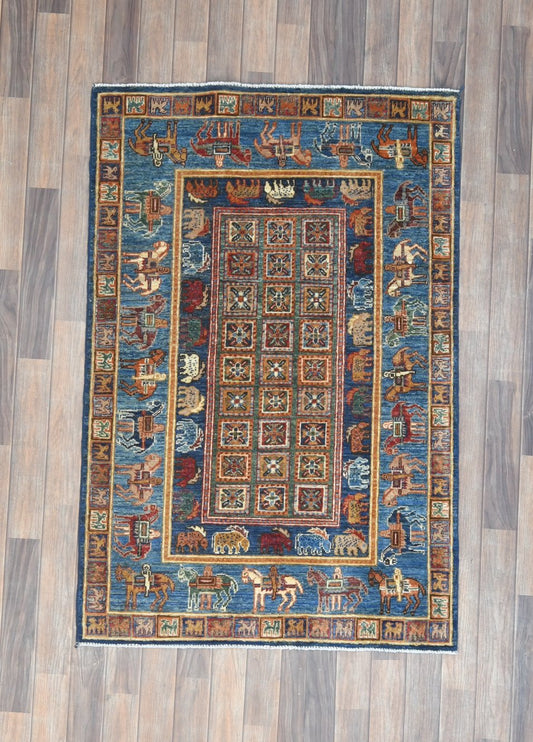 Pazyryk Multicolor 3X5 Handmade Wool Rug # 14639