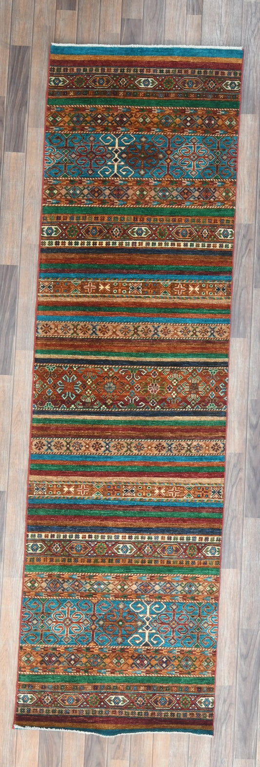 2' 9"X10 Afghan Khurjin Handmade Wool Runner Rug # 14641