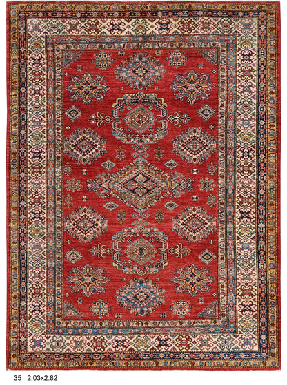 Red Super Kazak 6X9 Handmade Wool Rug # 14730