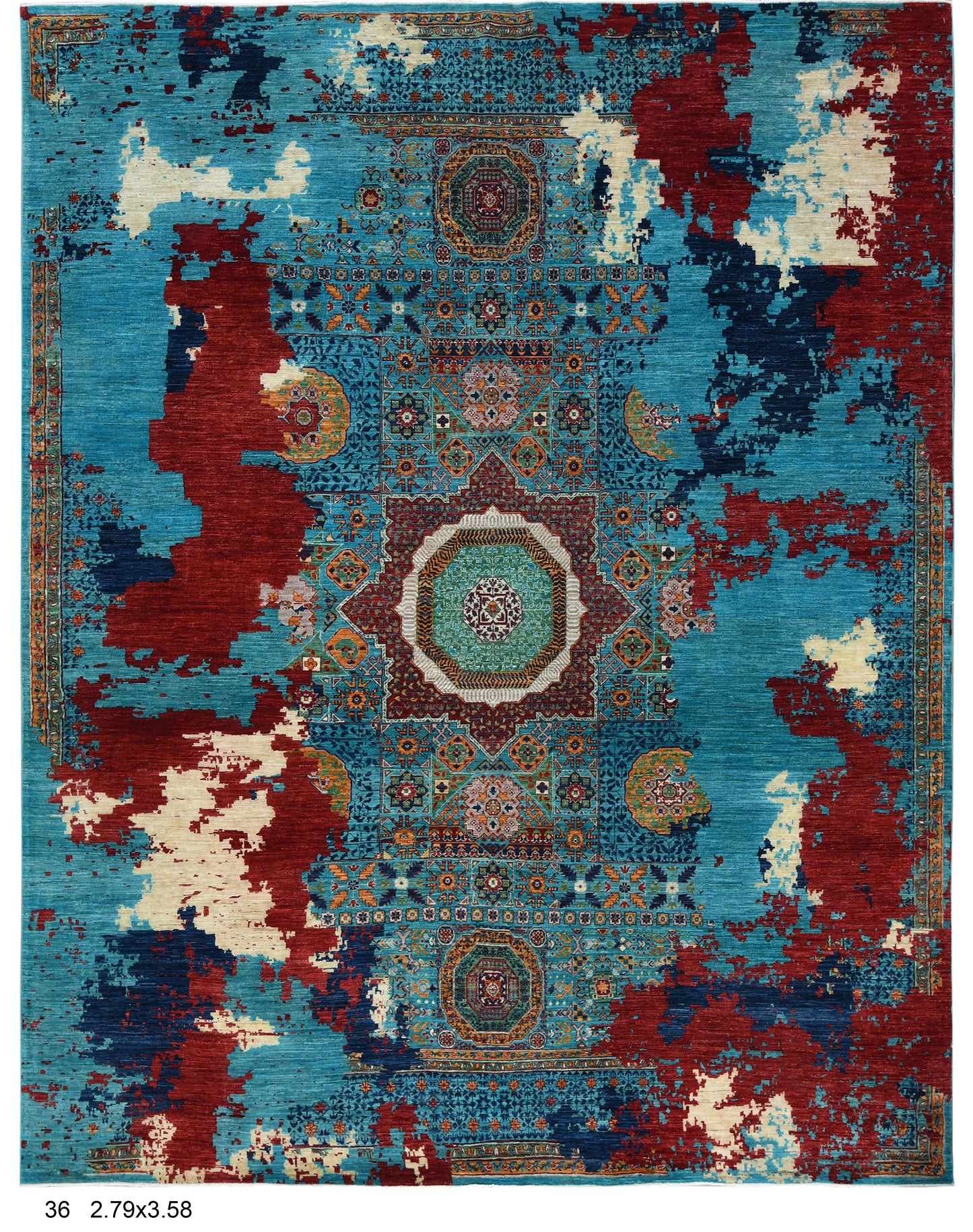 9X12 Mamluk Modern Abstract Handmade Wool Rug # 14731
