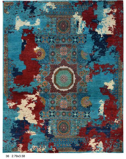 9X12 Mamluk Modern Abstract Handmade Wool Rug # 14731