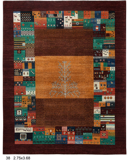 9X12 Gabbeh Loribaft Handmade Wool Tribal Rug # 14733