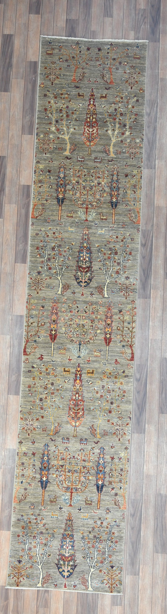 2' 8"X14 Tree of Life Handmade Wool Runner Rug # 14645