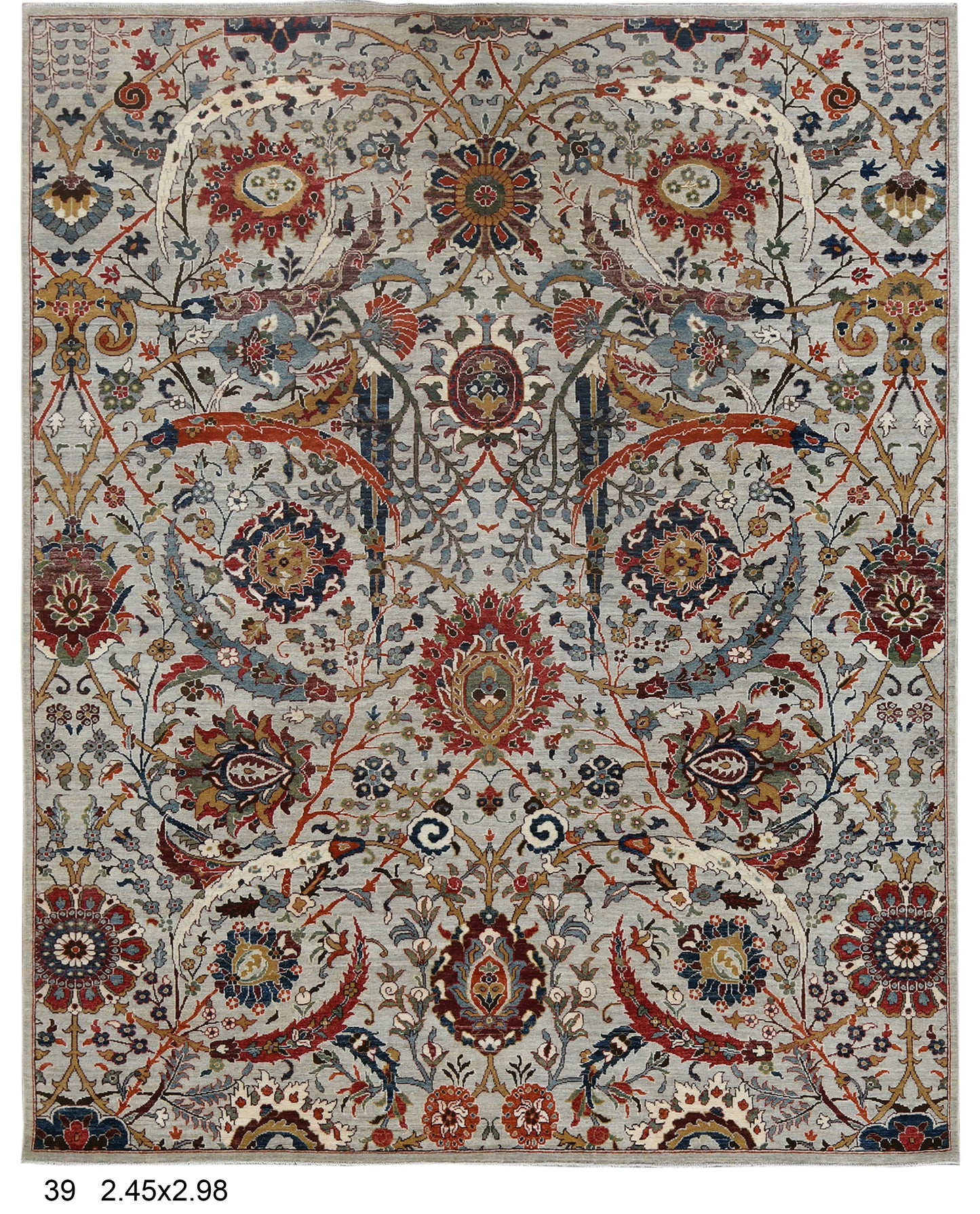 8X10 Afghan Agra Soft Gray Handmade Wool Rug # 14734